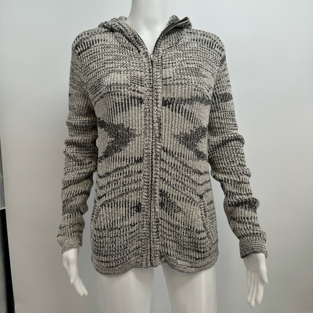 The Kooples Sport Full Zip Hooded Knit Cardigan Women's Sz L Large
